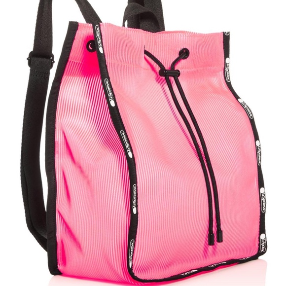 LeSportsac Nadine Embossed Stripe Drawstring Pink - Picture 1 of 1